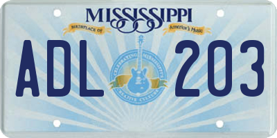 MS license plate ADL203