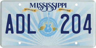 MS license plate ADL204