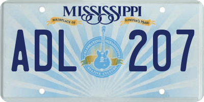 MS license plate ADL207