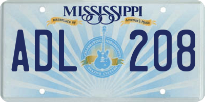 MS license plate ADL208