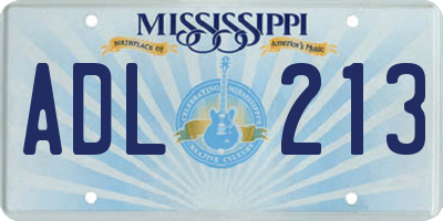 MS license plate ADL213