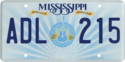 MS license plate ADL215