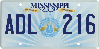MS license plate ADL216