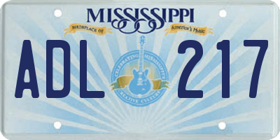 MS license plate ADL217