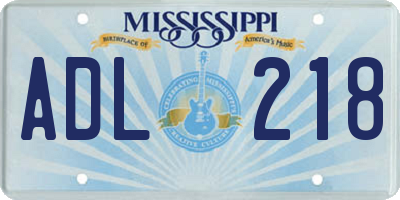 MS license plate ADL218