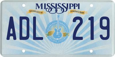 MS license plate ADL219