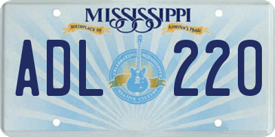 MS license plate ADL220