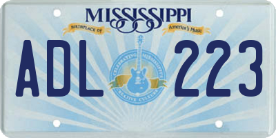 MS license plate ADL223