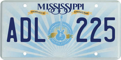 MS license plate ADL225