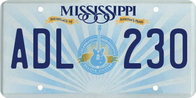 MS license plate ADL230