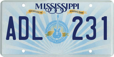 MS license plate ADL231