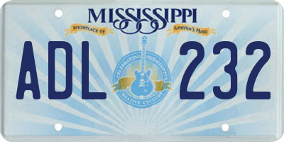 MS license plate ADL232