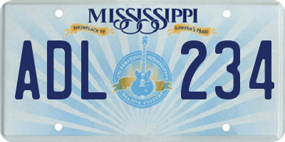 MS license plate ADL234