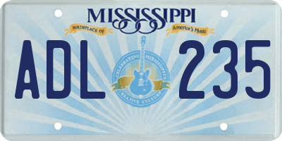 MS license plate ADL235