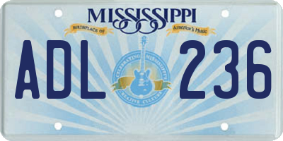 MS license plate ADL236