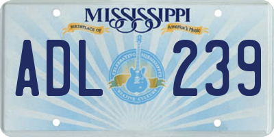 MS license plate ADL239