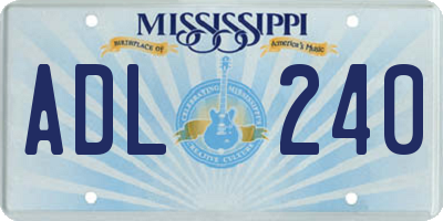 MS license plate ADL240