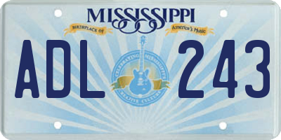 MS license plate ADL243