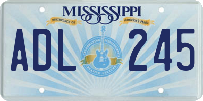 MS license plate ADL245