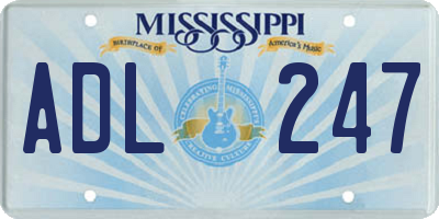 MS license plate ADL247