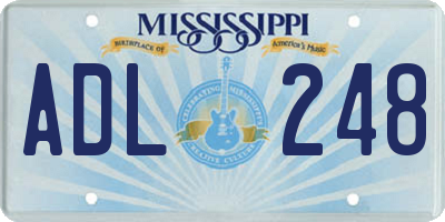 MS license plate ADL248