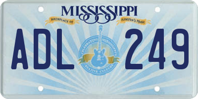 MS license plate ADL249