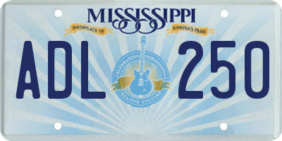 MS license plate ADL250