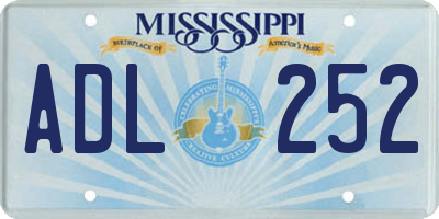 MS license plate ADL252