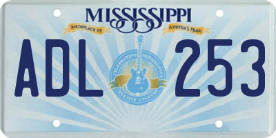 MS license plate ADL253