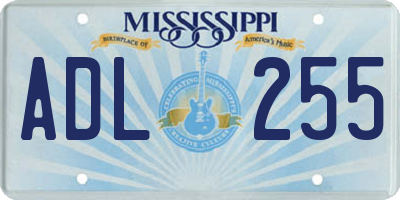 MS license plate ADL255