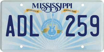 MS license plate ADL259