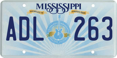 MS license plate ADL263