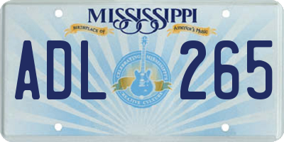 MS license plate ADL265