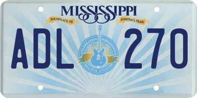 MS license plate ADL270
