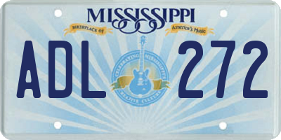 MS license plate ADL272