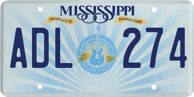 MS license plate ADL274