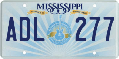 MS license plate ADL277