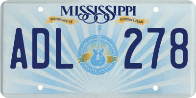 MS license plate ADL278