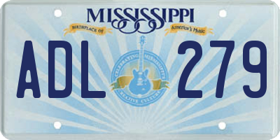 MS license plate ADL279