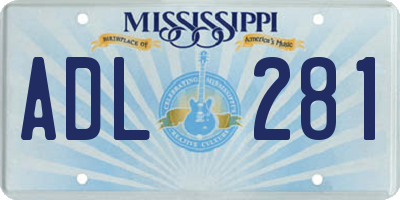 MS license plate ADL281