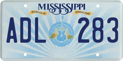 MS license plate ADL283