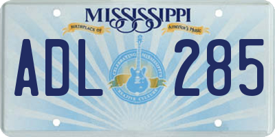 MS license plate ADL285