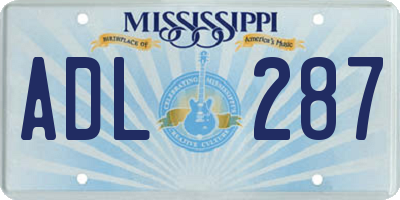 MS license plate ADL287