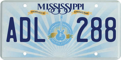 MS license plate ADL288