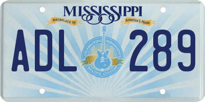 MS license plate ADL289