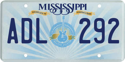 MS license plate ADL292