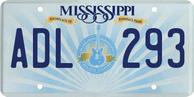 MS license plate ADL293