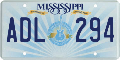 MS license plate ADL294