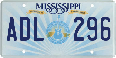 MS license plate ADL296
