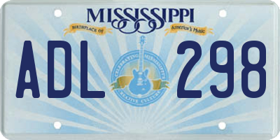MS license plate ADL298